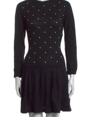 Authentic CHANEL Black Long-Sleeve Knit Dress